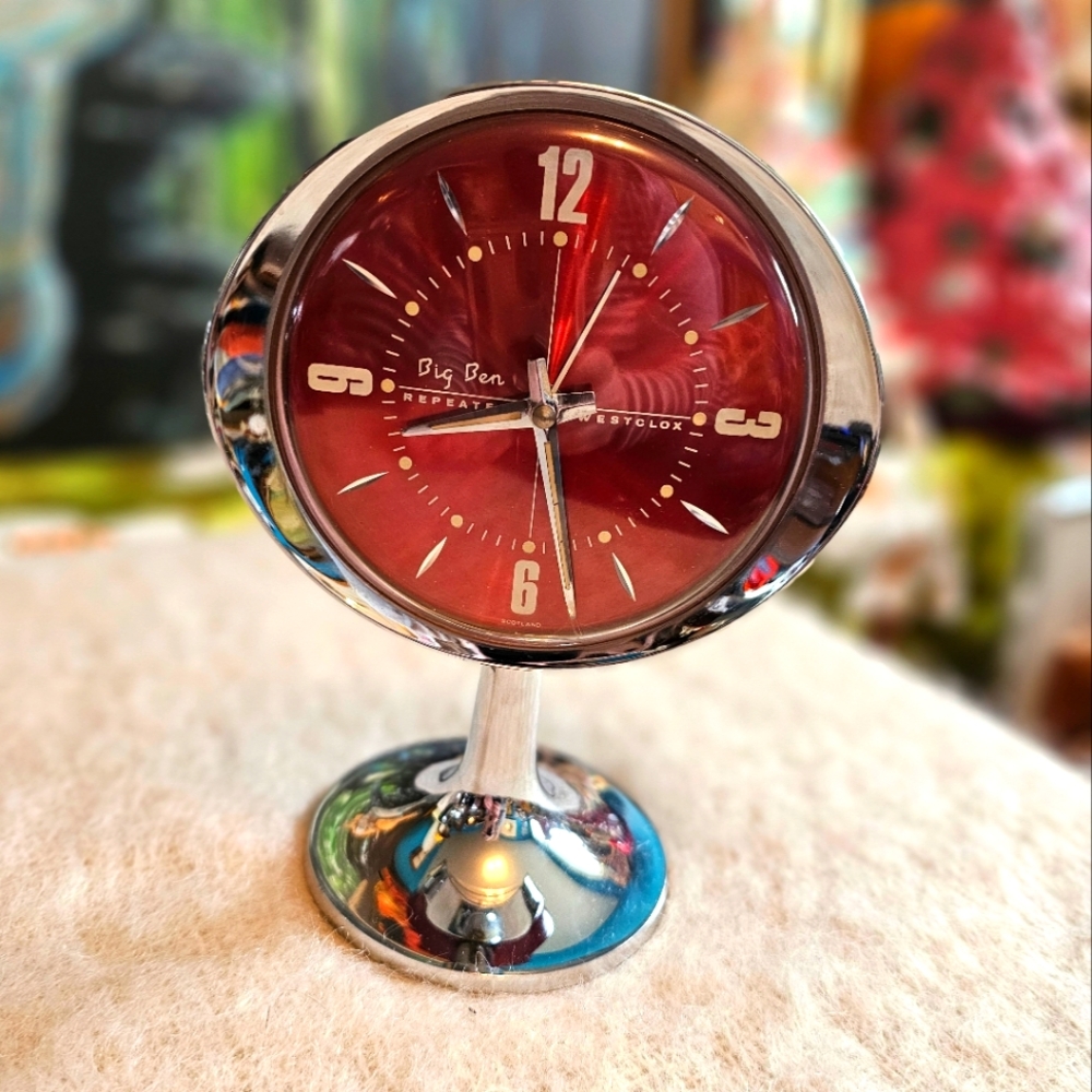 Retro Space Age West Clox Big Ben Pedestal Clock